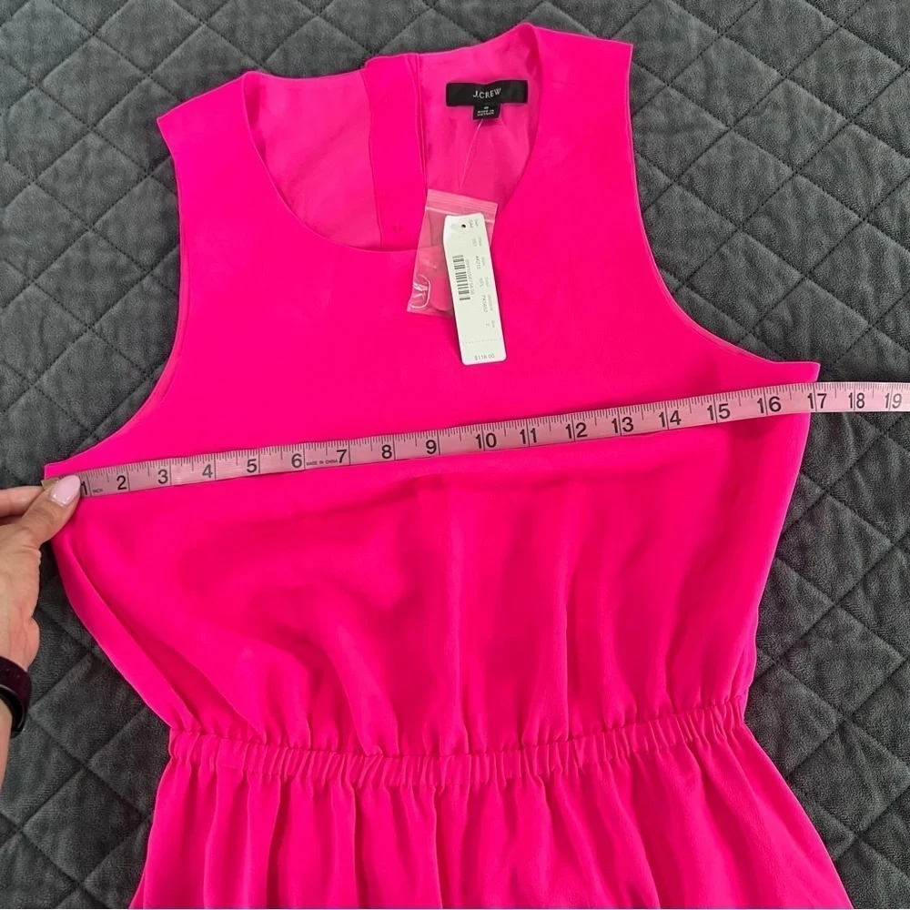 J. Crew Midi Dress Women’s Size 2 Button Back Hot Pink Sleeveless Slit Sides B24